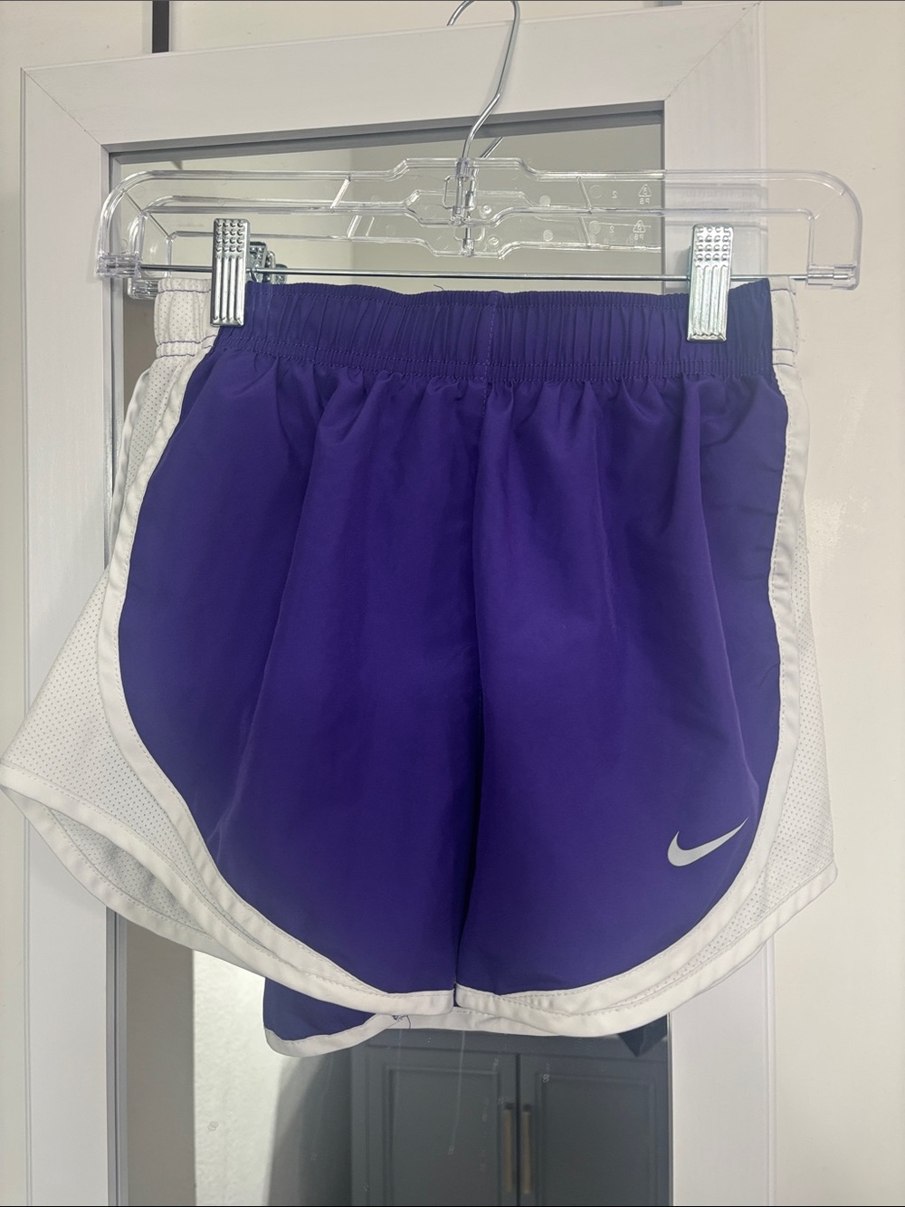 Nike Purple and White Women's Dri- Fit Running Shorts